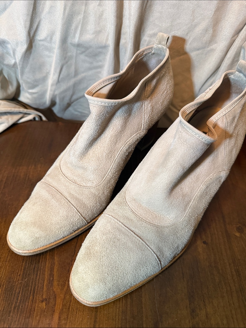 Classiques Entier Light Beige Suede Ankle Booties
